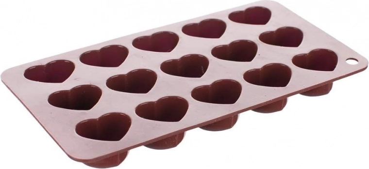 Silikonová forma na čokoládu – 15 srdíček BANQUET Culinaria Brown