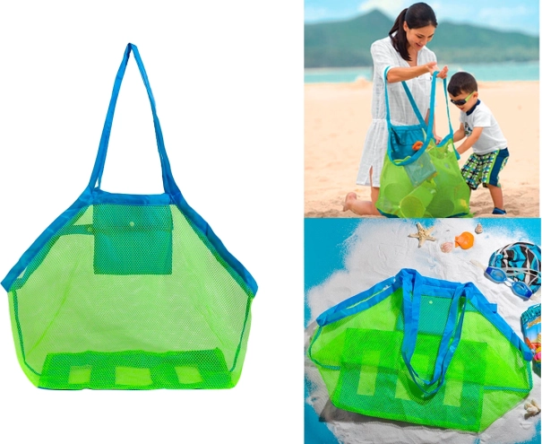 Velká plážová síťová taška na hračky - Modrá