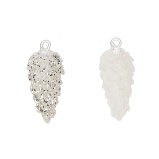 Skleněná vánoční ozdoba bílá šiška, různé vzory, sada 6 ks