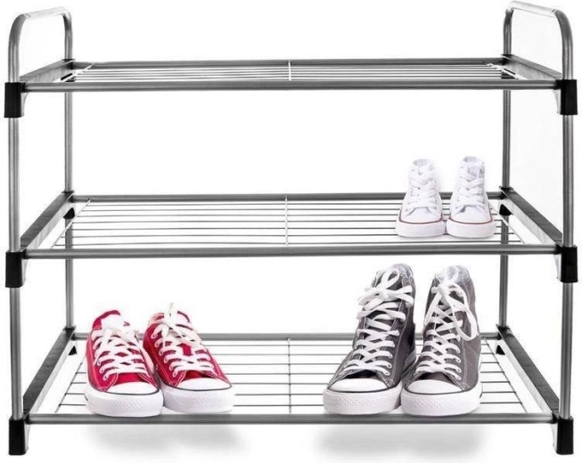 Kovový tříúrovňový botník 65,5 × 30 × 54 cm