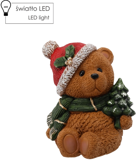 Vánoční figurka medvídek s vánočním stromečkem LED 27 × 25 × 29 cm