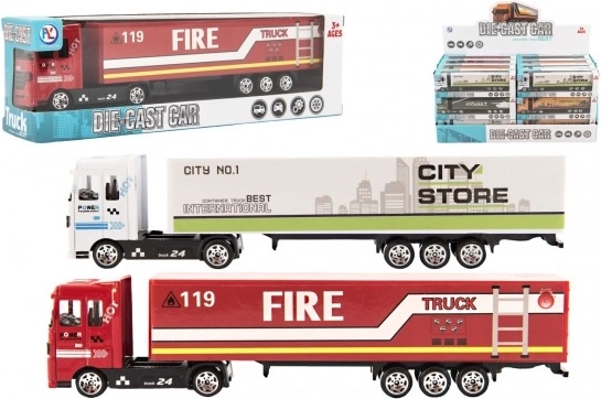 Kamion s návěsem – kovová kabina, volný chod, 19 cm