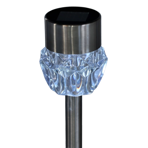 Solární zahradní lampa INES 7 × 7 × 33,5 cm, studená bílá, stříbrná