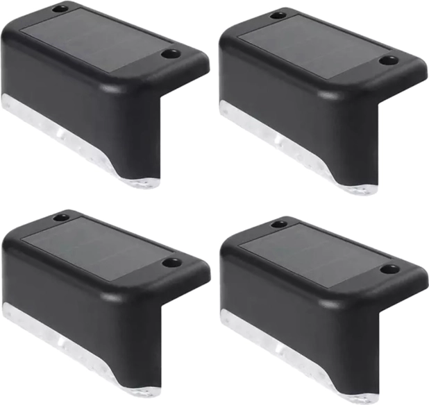 Solární LED schodišťová světla 4 ks, studená bílá, IP65