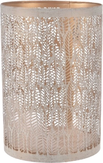Svícen LEAF kovový béžovo-zlatý 18 cm