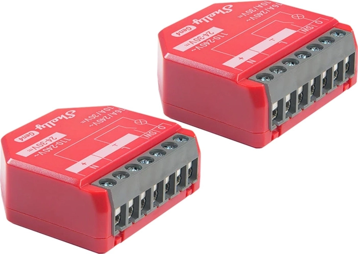 sada 2 chytrých spínačů shelly 1pm gen4 se spotřeboměrem a podporou zigbee/matter