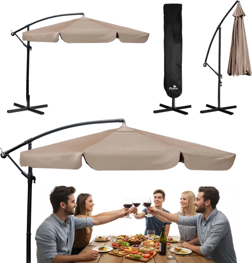 Zahradní boční slunečník 350 cm s obalem bežový