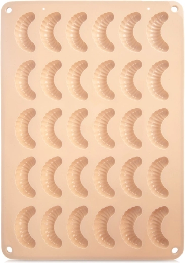 Silikonová forma na sušenky a pralinky – rohlíčky, béžová 34,5 × 24,5 × 1,2 cm