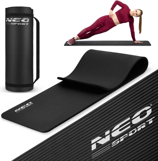 Neo Sport fitness podložka 183 × 60 cm, extra tlustá, černá