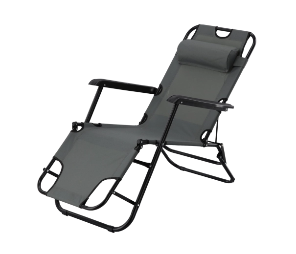 Skládací zahradní lehátko se záhlavníkem, šedé