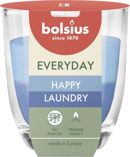 Vonná svíčka ve skle Happy Laundry 24 h, 8 × 7 cm