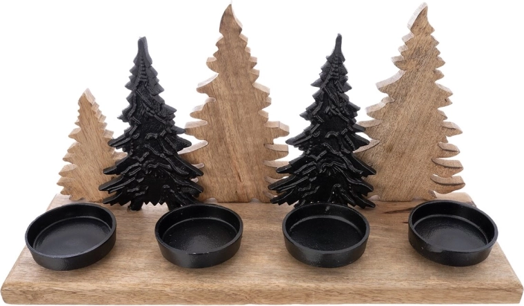 Adventní svícen Mango dřevo a kov – stromy