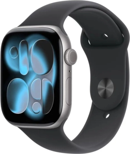 Apple Watch Series 11 GPS + Cellular 46 mm hliník hvězdně šedý s černým sportovním řemínkem M/L