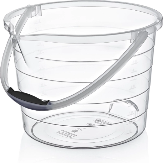 Transparentní plastové vědro 10 l s odměrkou a výlevkou