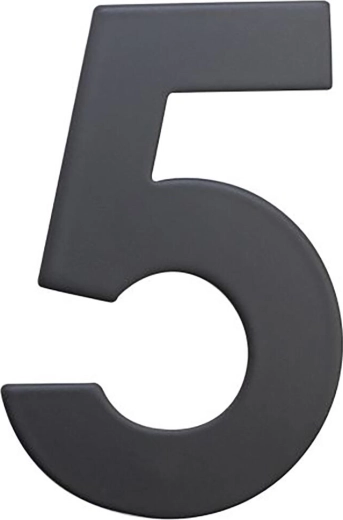 Domovní číslo 5, 75 mm, nerez, matná černá