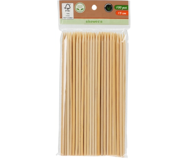 Bambusové špejle 15 cm, sada 100 ks