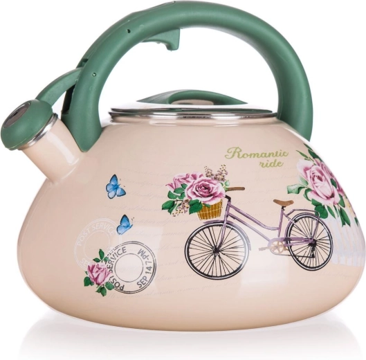 Smaltovaná pískací konvice 3 l Romantic Ride, průměr 22,5 cm