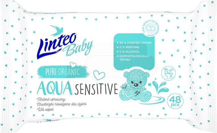 Linteo baby aqua sensitive dětské vlhčené ubrousky 48 ks