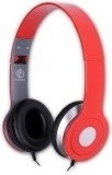Městská červená stereofonní sluchátka s mikrofonem