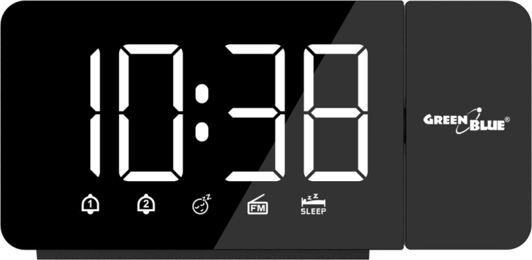 Digitální rádiobudík s LED displejem a FM rádiem GreenBlue