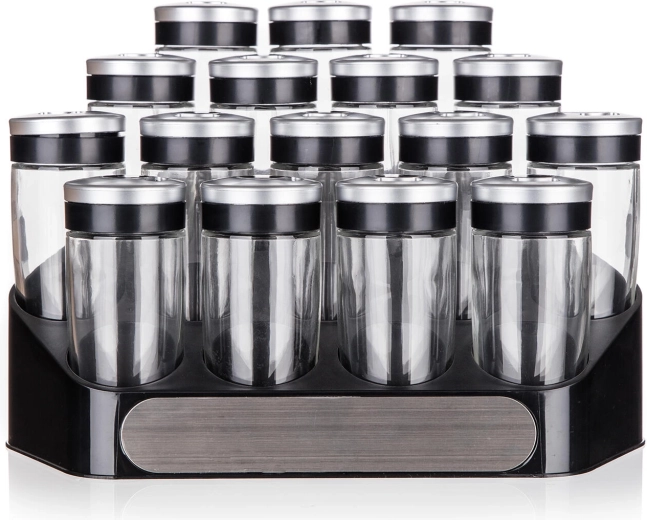 sada kořenek altima se stojanem, 16 ks, skleněné dózy 95 ml s víčky se 3 otvory