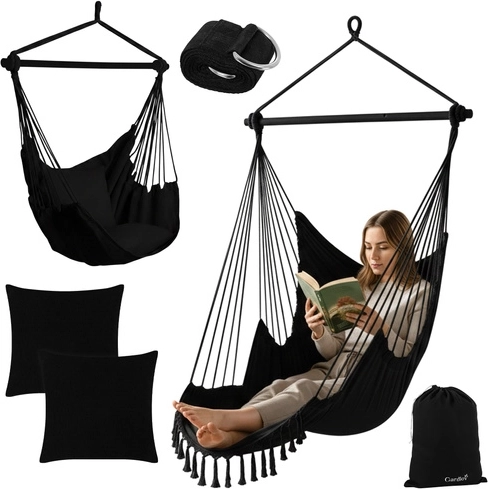 Závěsné houpací křeslo 210 cm černé Gardlov