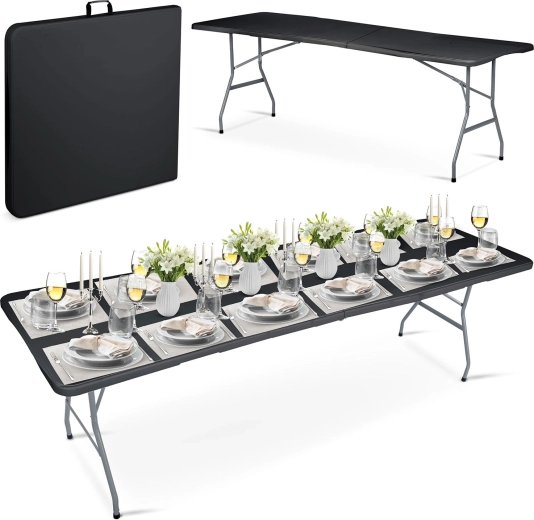 Skládací cateringový stůl 244 cm, černý