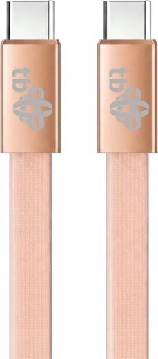 Plochý silikonový kabel USB-C na USB-C 1 m broskvový