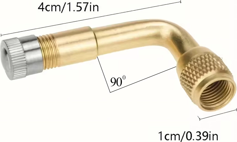 Kovová úhlová prodlužka ventilku 90° – sada 100 ks