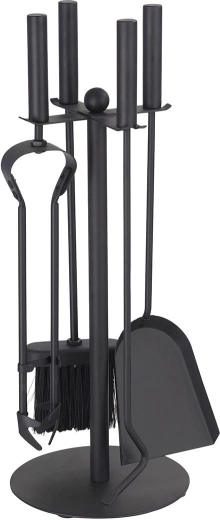 Krbové nářadí se stojanem 49 cm, černá ocel, 4dílná sada