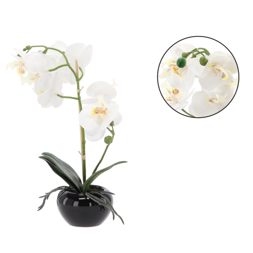 Umělá květina orchidej bílá 30 cm