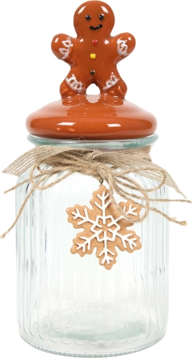 Skleněná dóza na cukroví Perníček 11,4 × 21,5 cm