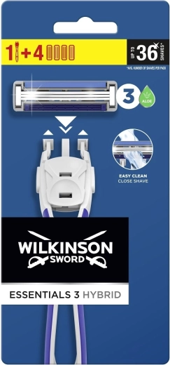 Wilkinson Essential 3 Hybrid pánský holicí strojek s rukojetí a 4 hlavicemi
