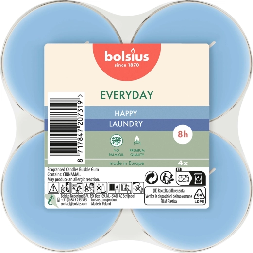 Maxi čajové svíčky Happy Laundry, sada 4 ks