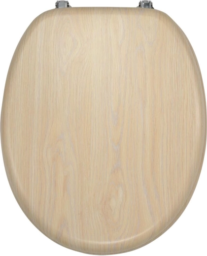 WC sedátko z březového dýhovaného MDF s chromovanými úchyty