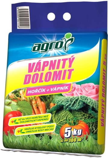Vápnitý dolomit – zahradní hnojivo 5 kg AGRO