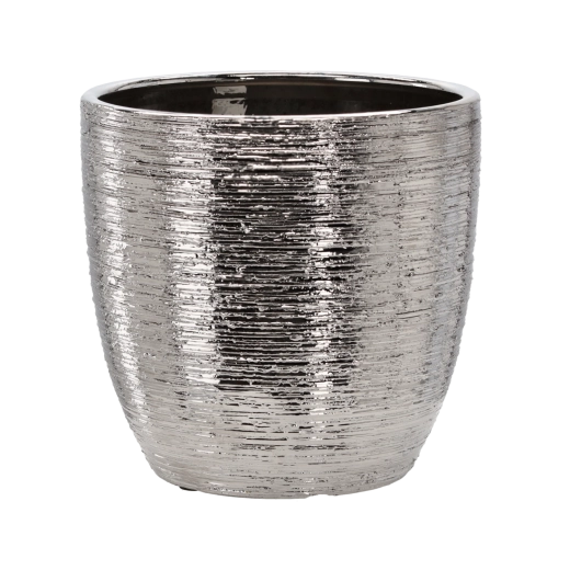 Keramický obal na květináč, stříbrný, 30 × 30 × 29,5 cm