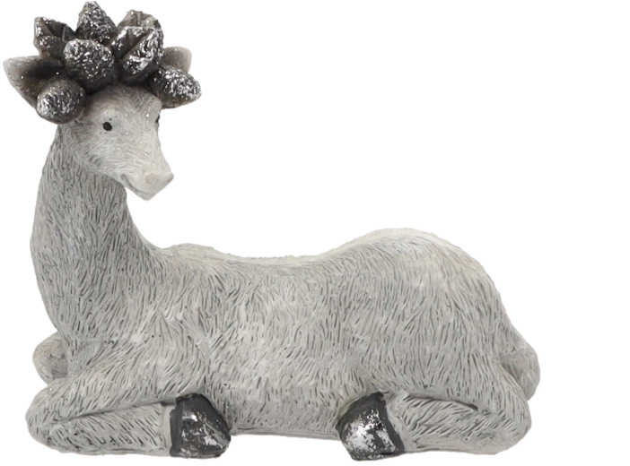 Šedá ležící figurka soba 17,5 × 8,5 × 15 cm