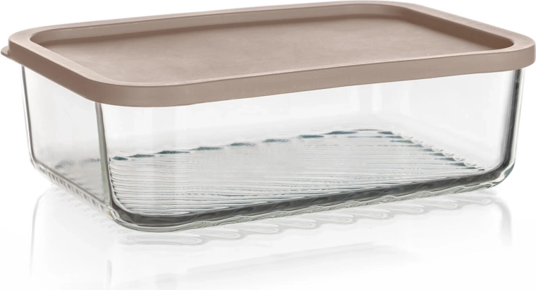 Skleněná dóza na potraviny WAVE 1,55 l s těsnicím víčkem latte