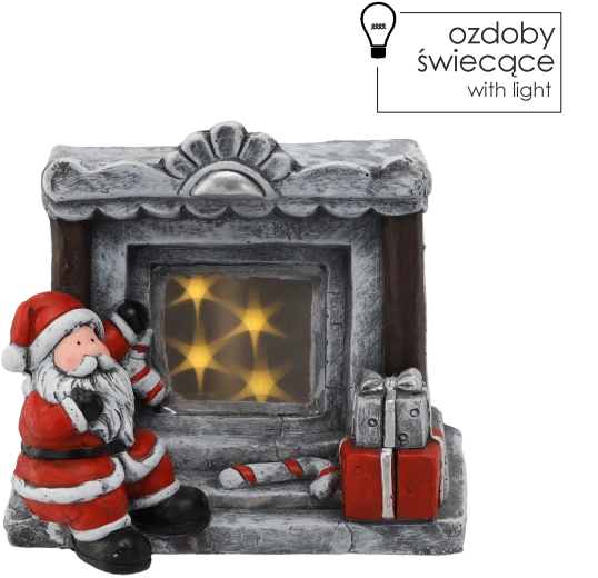 Vánoční LED figurka – Santa u krbu 31 × 24,5 × 28,5 cm