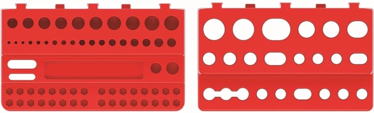 Sada držáků na nářadí pro panely BINEER SHELFS, plast, červená (2 ks)