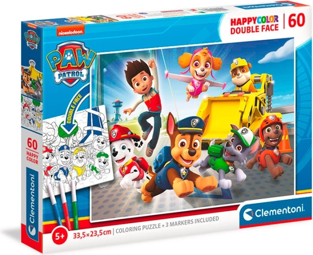 Clementoni oboustranné puzzle PAW PATROL 60 dílků s omalovánkou