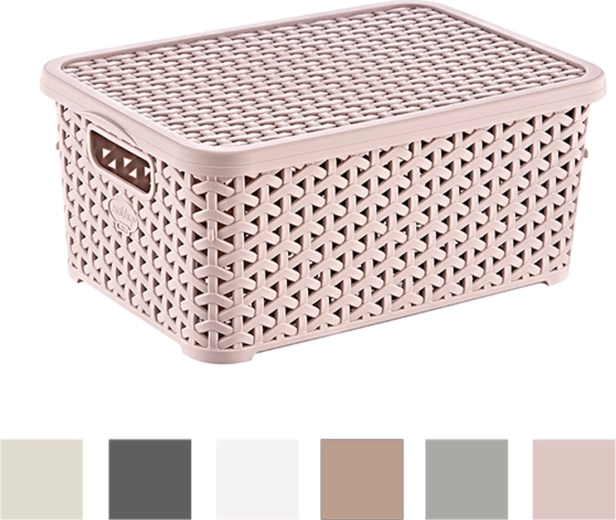 Plastový košík s víkem 6 l ratanový design