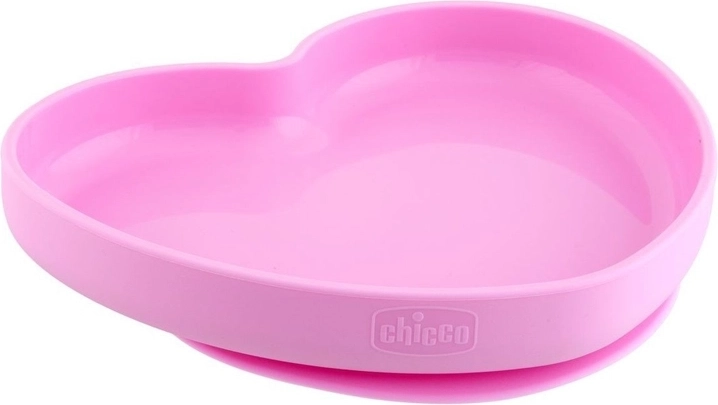 Chicco silikonový talíř srdíčko růžový 9 m+