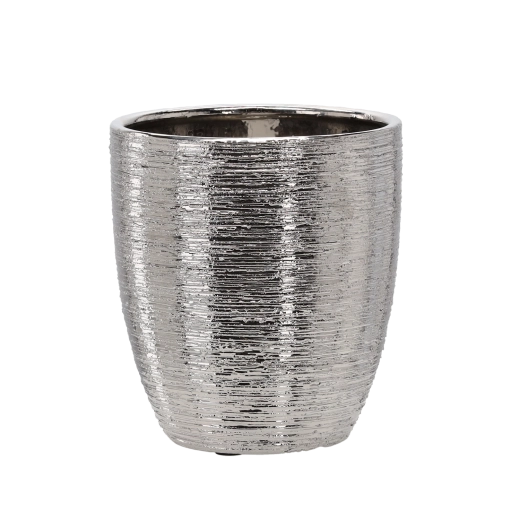 Keramický obal na květináč 25 × 25 × 25 cm stříbrný