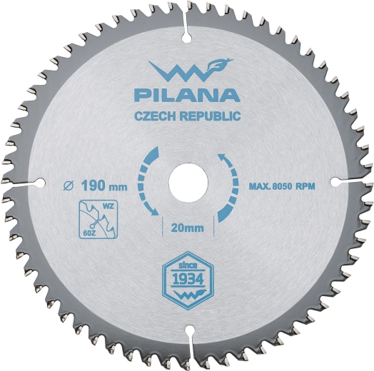 Pilový kotouč PILANA 190 mm, 60 zubů, SK pro dřevo