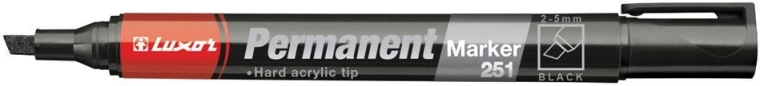 Permanentní popisovač LUXOR 251 se seříznutým hrotem 2–5 mm, černý