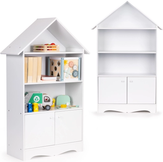 Dětská knihovna ve tvaru domečku s dvířky ECOTOYS