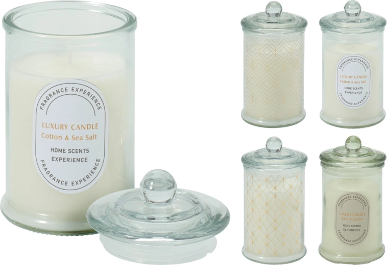 Vonná svíčka ve skle s víčkem, průměr 7 cm, mix vůní a dekorů