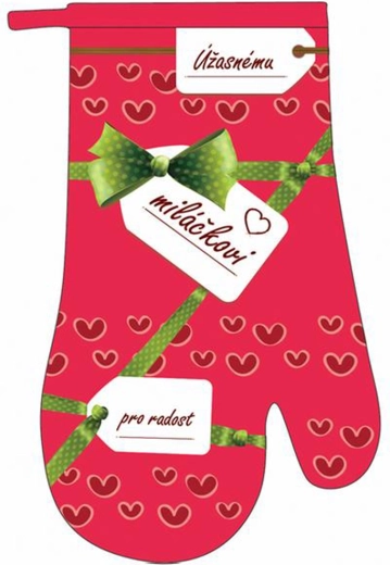 Kuchyňská rukavice TORO s nápisem Úžasnému miláčkovi, červená